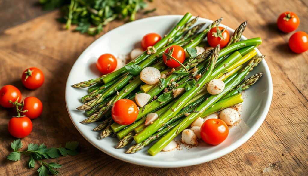 Grüner Spargel Pfanne