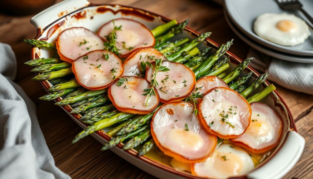 Spargel mit Schinken und Käse Überbacken