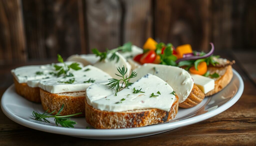 Veganer Käse und veganes Brot