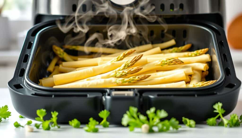 Weißer Spargel in Der Heißluftfritteuse